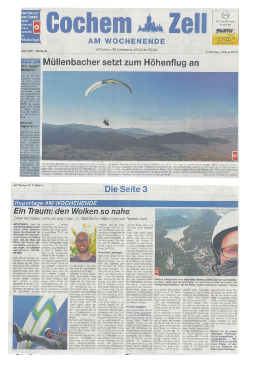 Gleitschirmfliegen - Cochem Zell am Wochenende